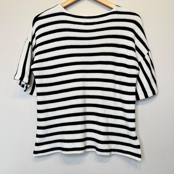 Madewell | Striped Bell Sleeve Textured Knit Comfy Top Shirt Blouse - Picture 6 of 15